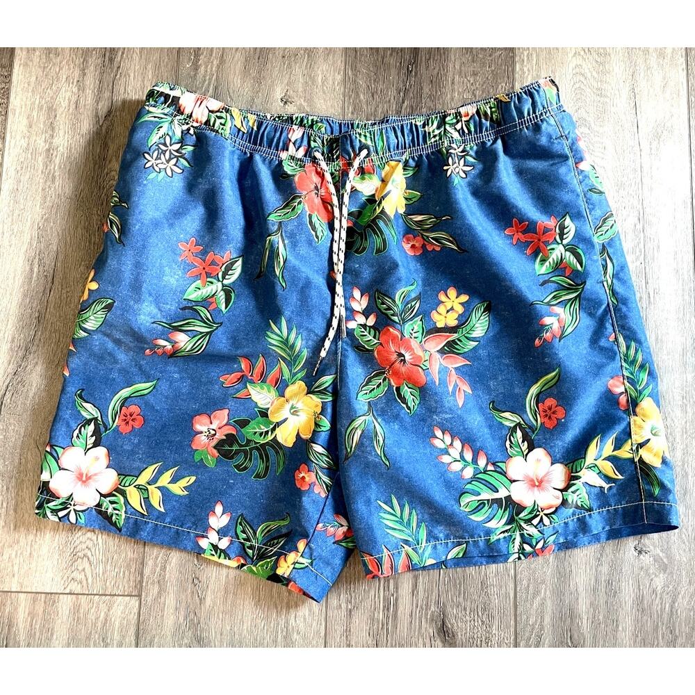 Tommy Bahama Relax Swim Trunks Blue Floral Hibiscus